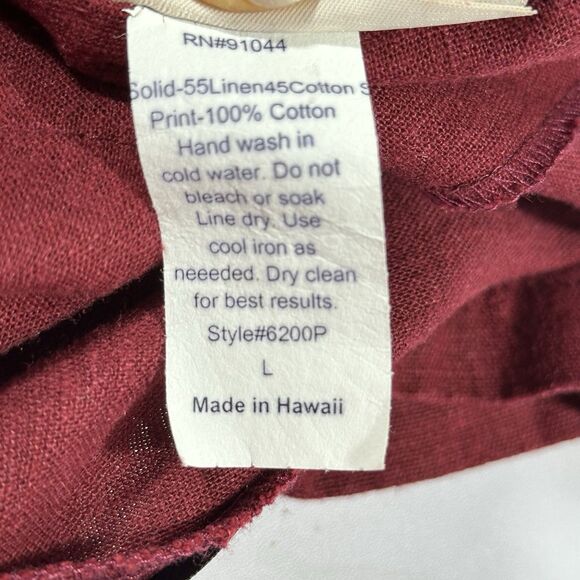 Island Attitudes L Red Patchwork Dress Fans Parasol Flora Linen Cotton Hawaii - Picture 7 of 12